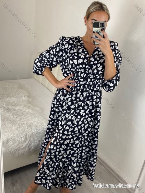 Šaty dlouhé dlouhý rukáv dámské (M/L ONE SIZE) ITALSKÁ MÓDA IMWGB24092/DR M/L Černá