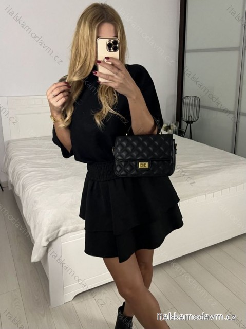 Svetr úpletový krátký rukáv dámský (S/M ONE SIZE) IMPMN24JB87607A/DU -   Černá -   S/M