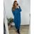 Šaty dlouhé volnočasové dlouhý rukáv dámské nadrozměr (46/48/50 ONE SIZE) ITALSKÁ MÓDA IMSM2424575/DUR modrá 48/50