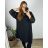 Šaty elegantní dlouhý  rukáv dámske nadrozmer (3XL/4XL ONE SIZE) TALIANSKA MóDA IM424BELLA/DU 3XL / 4XL čierna