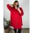 Šaty elegantní dlouhý rukáv dámské nadrozměr (3XL/4XL ONE SIZE) ITALSKá MóDA IM424BELLA/DU červená 3Xl/4XL