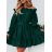 Šaty krátké elegantní letní s páskem dlouhý rukáv dámské nadrozměr (48/50/52 ONE SIZE) ITALSKÁ MÓDA IMD24433-1