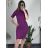 Šaty úpletové s rolákom krátky rukáv dámske (S/M ONE SIZE) TALIANSKA MÓDA IMWGR23FG55872-2/DUR S/M tmavo béžová