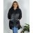 Bunda  s kapucí dámská nadrozměr (3XL/4XL ONE SIZE) ITALSKÁ MÓDA IM423683/DUR černá 3XL/4XL