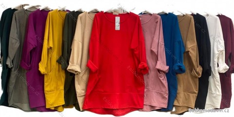 Šaty oversize teplé 3/4 dlouhý rukáv dámské nadrozměr (54/56/58 ONE SIZE) ITALSKÁ MÓDA IMC24570