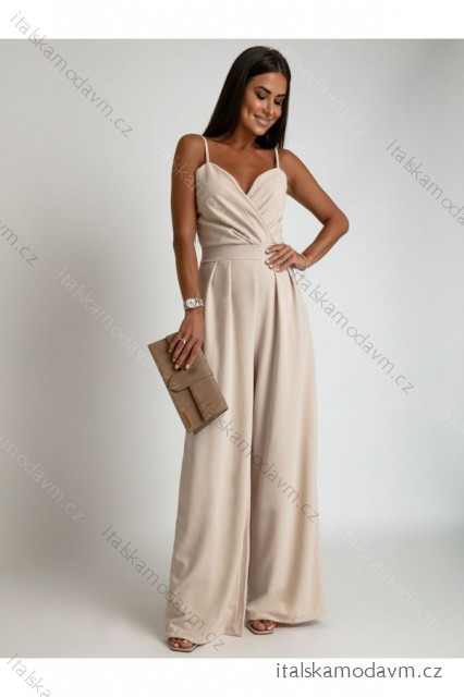 Overal dlouhý elegantní na ramínka dámský (S/M ONE SIZE) POLSKÁ MÓDA IMLAZ235673/DU -   béžová -   S/M/L
