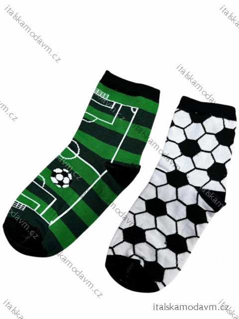 Ponožky veselé slabé dětské chlapecké fotbalové (29-31,32-34,35-37,38-41) POLSKÁ MODA DPP20040/DR 32-34 černo-zelená