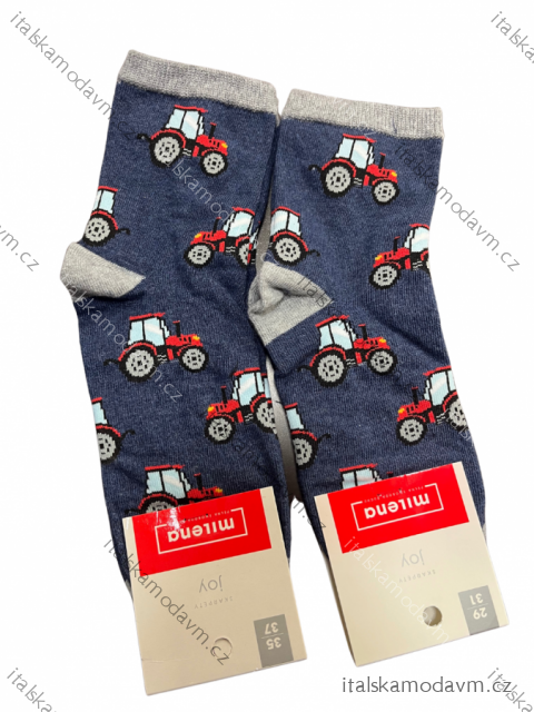 Ponožky dětské chlapecké červený traktor  (29-31,32-34,35-37) POLSKÁ MODA DPP24TRAKTOR/DR  tmavo modrá