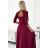 309-9 AMBER elegantní dlouhé maxi šaty s krajkovým výstřihem - vínové NMC-309-9/DU vínová XXL