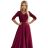 309-9 AMBER elegantní dlouhé maxi šaty s krajkovým výstřihem - vínové NMC-309-9/DU vínová XXL