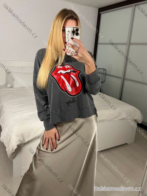 Mikina slabá jarní dámská (S/M ONE SIZE) ITALSKá MóDA IM524003/DUR -   šedá -   S/M
