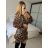 Šaty elegantní šifonové dlouhý rukáv dámské (S/M ONE SIZE) ITALSKÁ MÓDA IMM24M35880/DU -   hnědá -   S/M