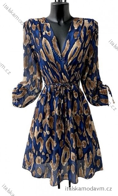 Šaty krátké elegantní 3/4 rukáv dámské (S/M ONE SIZE) ITALSKÁ MÓDA IMPES24DIANE11 tmavo modrá S / M