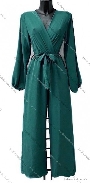 Overal dlhý elegantný dlhý rukáv dámsky (S/M/L ONE SIZE) TALIANSKA MÓDA IMPES24LIRELLE zelená smaragdová S/M/L