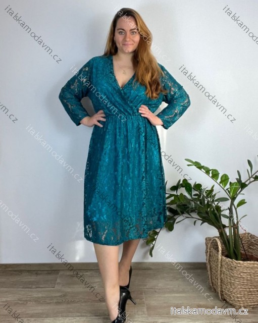 Šaty elegantné s čipkou dlouhý rukáv dámske nadrozměr (54/56/58ONE SIZE) TALIANSKA MóDA IM424TOSKANA