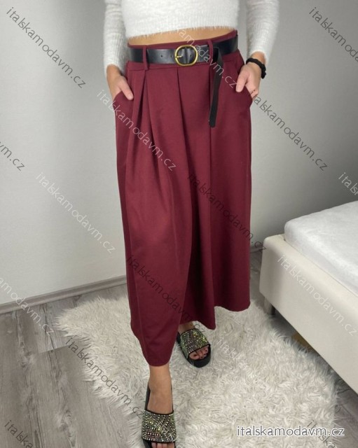 Sukně dlouhá s páskem dámská (S/M/L ONE SIZE) ITALSKÁ MÓDA IMM24M7755-1/DR S/M vínová