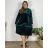 Šaty elegantní dlhý rukáv dámske nadrozmer (54/56/58 ONE SIZE) TALIANSKA MÓDA IMWT24LOVE/DR 56/58 tmavo smaragdová