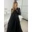 Šaty dlouhé elegantní dlouhý rukáv dámské (S/M ONE SIZE) ITALSKÁ MÓDA IMM24M25599