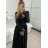 Šaty dlouhé elegantní dlouhý rukáv dámské (S/M ONE SIZE) ITALSKÁ MÓDA IMM24M25599