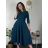 Šaty elegantní s páskem dlouhý rukáv dámské (S/M/L ONE SIZE) ITALSKÁ MÓDA IM424802
