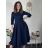Šaty elegantní s páskem dlouhý rukáv dámské (S/M/L ONE SIZE) ITALSKÁ MÓDA IM424802