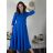 Šaty elegantné s opaskom dlhý rukáv dámske (S/M/L ONE SIZE) TALIANSKA MÓDA IM424802 červená S/M/L