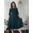 Šaty elegantné s opaskom dlhý rukáv dámske (S/M/L ONE SIZE) TALIANSKA MÓDA IM424802 červená S/M/L