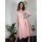 Šaty elegantné s opaskom dlhý rukáv dámske (S/M/L ONE SIZE) TALIANSKA MÓDA IM424802 červená S/M/L