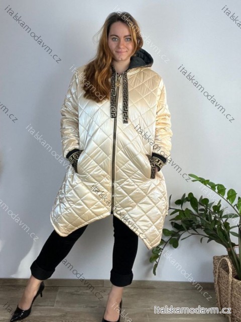 Bunda zimní šusťáková dlhý rukáv dámska nadrozmer (44-50 ONE SIZE) TALIANSKA MÓDA TMWOC243361-1/DR 48 béžová