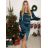 Šaty společenské  dlouhý rukáv dámské (S/M ONE SIZE) ITALSKá MODA IM3246550/DU -   modrá královská -   S/M