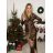 Šaty společenské dlouhý rukáv dámské (S/M ONE SIZE) ITALSKÁ MÓDA IMWMY2415931/DU -   hnědá -   S/M