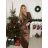 Šaty společenské dlouhý rukáv dámské (S/M ONE SIZE) ITALSKÁ MÓDA IMWMY2415931/DU -   hnědá -   S/M