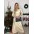 Šaty dlhé spoločenské dlhý rukáv dámske (S/M/L ONE SIZE) TALIANSKA MÓDA IMM24M37639/DU - béžová - S/M/L
