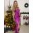 Šaty dlouhé společenské na ramínka dámské (S/M ONE SIZE) ITALSKÁ MÓDA IMPSH246455/DU -   růžová fuchsiová -   S/M/L
