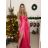 Šaty elegantné spoločenské dlhé na ramienka dámske (S/M ONE SIZE) TALIANSKA MÓDA IMPSH2280608/DU -   svetlozelená -   S / M