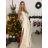 Šaty elegantné spoločenské dlhé na ramienka dámske (S/M ONE SIZE) TALIANSKA MÓDA IMPSH2280608/DU -   svetlozelená -   S / M