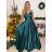 Šaty elegantné spoločenské dlhé na ramienka dámske (S/M ONE SIZE) TALIANSKA MÓDA IMPSH2280608/DU -   svetlozelená -   S / M