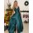 Šaty elegantné spoločenské dlhé na ramienka dámske (S/M ONE SIZE) TALIANSKA MÓDA IMPSH2280608/DU -   svetlozelená -   S / M