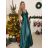 Šaty elegantné spoločenské dlhé na ramienka dámske (S/M ONE SIZE) TALIANSKA MÓDA IMPSH2280608/DU -   svetlozelená -   S / M