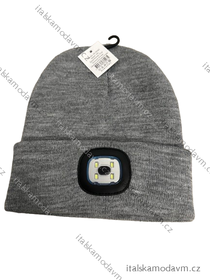 Čepice s baterkou (ONE SIZE) POLSKÁ VÝROBA PV324SG-92381/DR ONE SIZE šedá