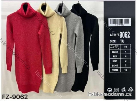 Šaty krátké teplé s rolákem dlouhý rukáv dámské (S/M/L ONE SIZE) ITALSKÁ MÓDA IMM24M9062/DR S/M červená