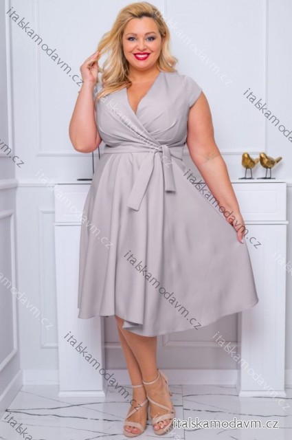 Šaty elegantné spoločenské krátky rukáv dámske nadrozmer (36-50) POLSKÁ MÓDA PMLBF24NICOL2