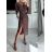 Šaty elegantný dlhý rukáv dámske (S/M ONE SIZE) TALIANSKA MÓDA IMWMY233881/DR hnedá S / M