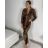 Šaty elegantný dlhý rukáv dámske (S/M ONE SIZE) TALIANSKA MÓDA IMWMY233881/DR hnedá S / M