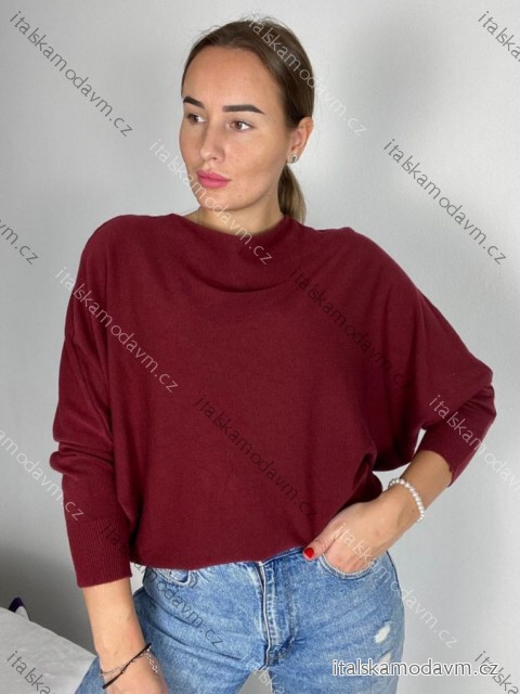 Svetr slabý úpletový dlouhý netopýří rukáv dámský (S/M ONE SIZE) ITALSKá MóDA IM723GALA/DR S/M vínová