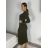 Šaty dlouhé úpletové dlouhý rukáv dámské (S/M ONE SIZE) ITALSKÁ MÓDA IMWGB234158/DU -   zelená khaki -   S/M