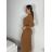 Šaty dlouhé úpletové dlouhý rukáv dámské (S/M ONE SIZE) ITALSKÁ MÓDA IMWGB234158/DU -   zelená khaki -   S/M