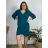 Šaty elegantní dlouhý  rukáv dámske nadrozmer (44-52 ONE SIZE) TALIANSKA MóDA IM424BELINDA/DU 44 tmavo petrolejová