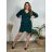 Šaty elegantní dlouhý  rukáv dámske nadrozmer (44-52 ONE SIZE) TALIANSKA MóDA IM424BELINDA/DU 46 tmavo smaragdová