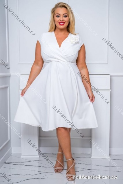 Šaty krátké elegantní bez rukávu dámské nadrozměr (36-50) POLSKÁ MÓDA PMLBF24NINA1 biela 44